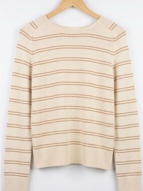 Vince Cream Sweater with Tan Stripes